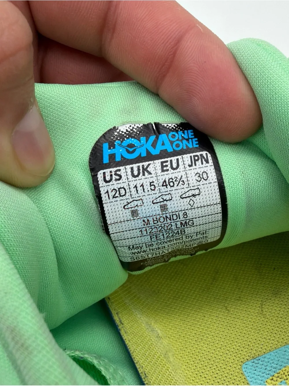 Hoka Bondi 8 Running Shoes Mens 12D Green Gym Walking Athletic Sneakers